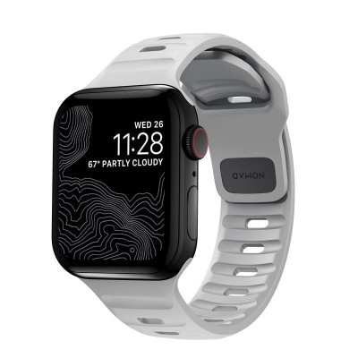 NOMAD Sport Strap V2 LSR Waterproof silicone S/M for Apple Watch 7 (41mm), Apple Watch 6/SE/5/4 (40mm) and Apple Watch 3/2/1 (38mm) - LUNAR SILVER GREY - NM01959885 